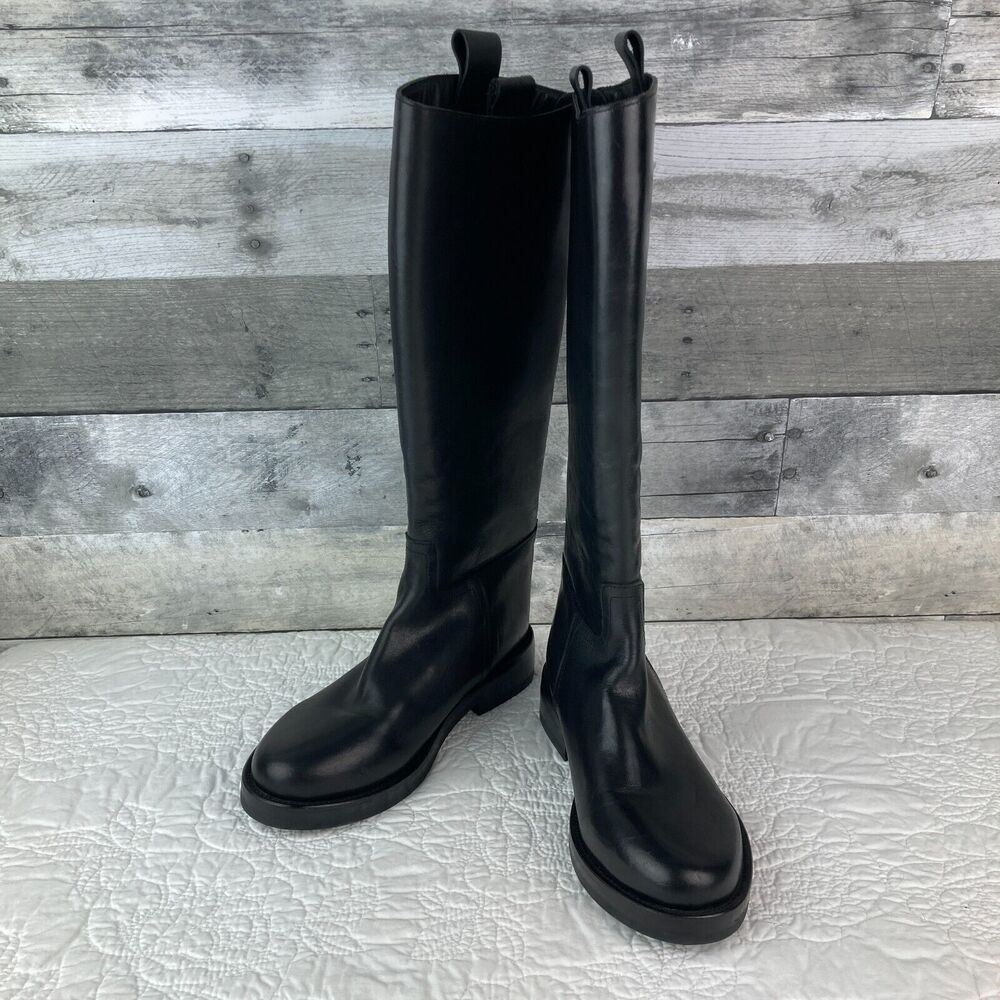 Jeffrey Campbell Friesian Black Leather Riding Knee Boots - Women's 7.5 - Classy